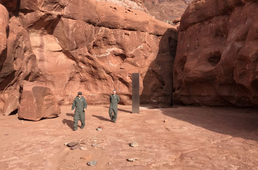 Utah Public Safety officials spot mysterious metal pillar in a western US desert.