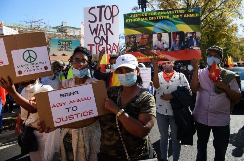 Ethiopians protest at the peak of Tigray tensions [NICHOLAS KAMM/AFP]