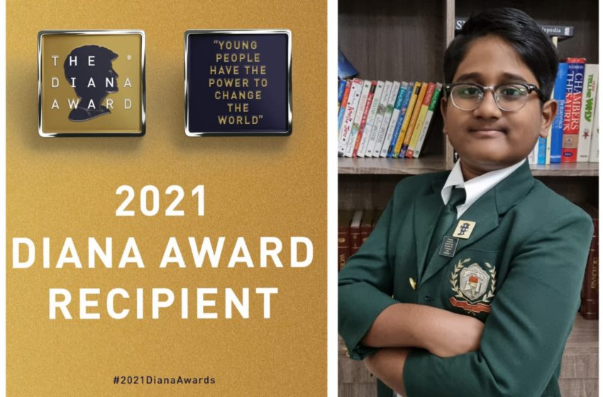 Young Indian boy in Dubai conferred the prestigious Diana award 2021 in the UK