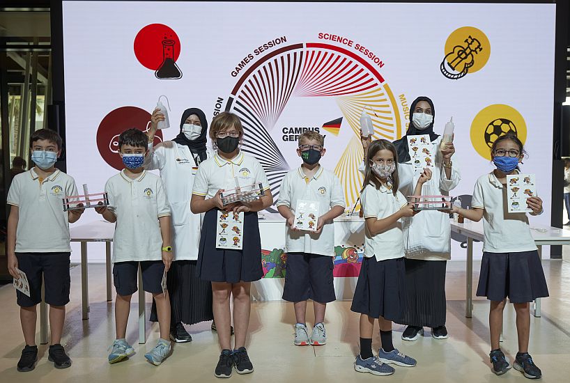 Science lab and experiments for children at the German Pavilion at Expo 2020 Dubai