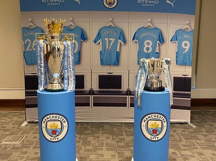 QNET hosts Manchester City Premier League trophy and Carabao Cup display