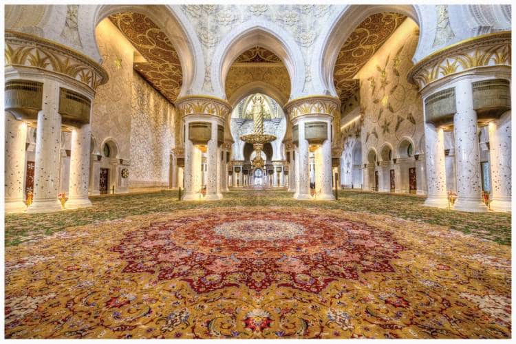 Sheikh Zayed Grand Mosque houses the world’s largest hand-knotted carpet