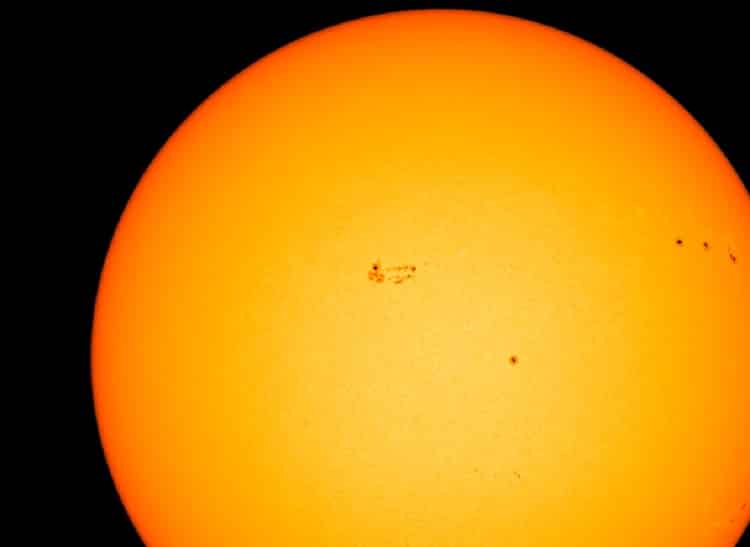 A giant sunspot is facing us right now