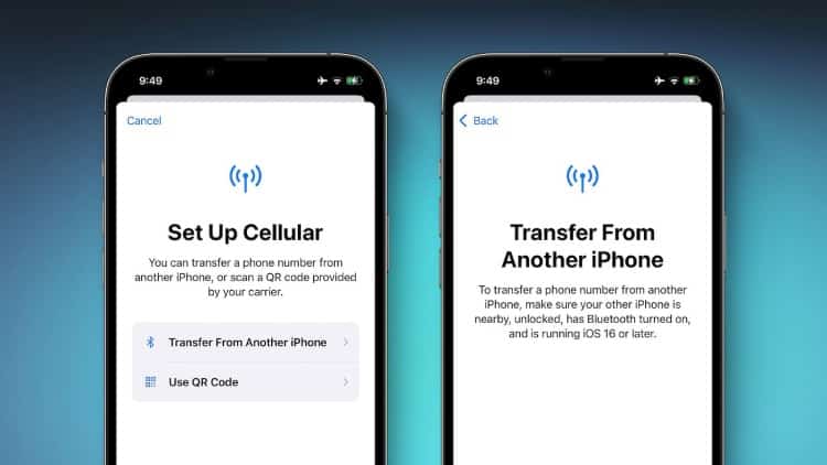 The new iOS 16 allows eSIM transfer between iPhones via Bluetooth