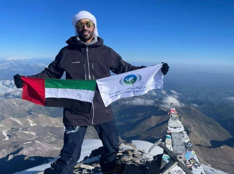 Emirati on mission to conquer Seven Summits – the highest mountains of each of the seven continents, flies national flag atop the highest peak in Europe