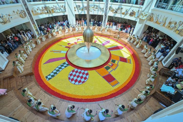 Healthcare workers from 12 countries came together to create Pookalam to mark the festival of Onam