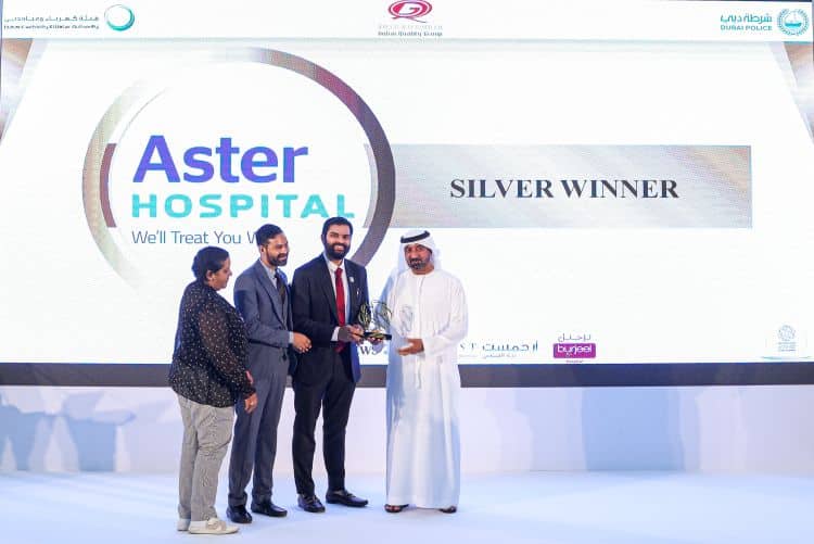 Dr. Sherbaz Bichu, CEO of Aster Hospitals and Clinics, UAE, receiving the UAE Innovation Award